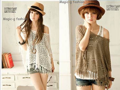 2013 spring cutout sweater female thin cutout cape