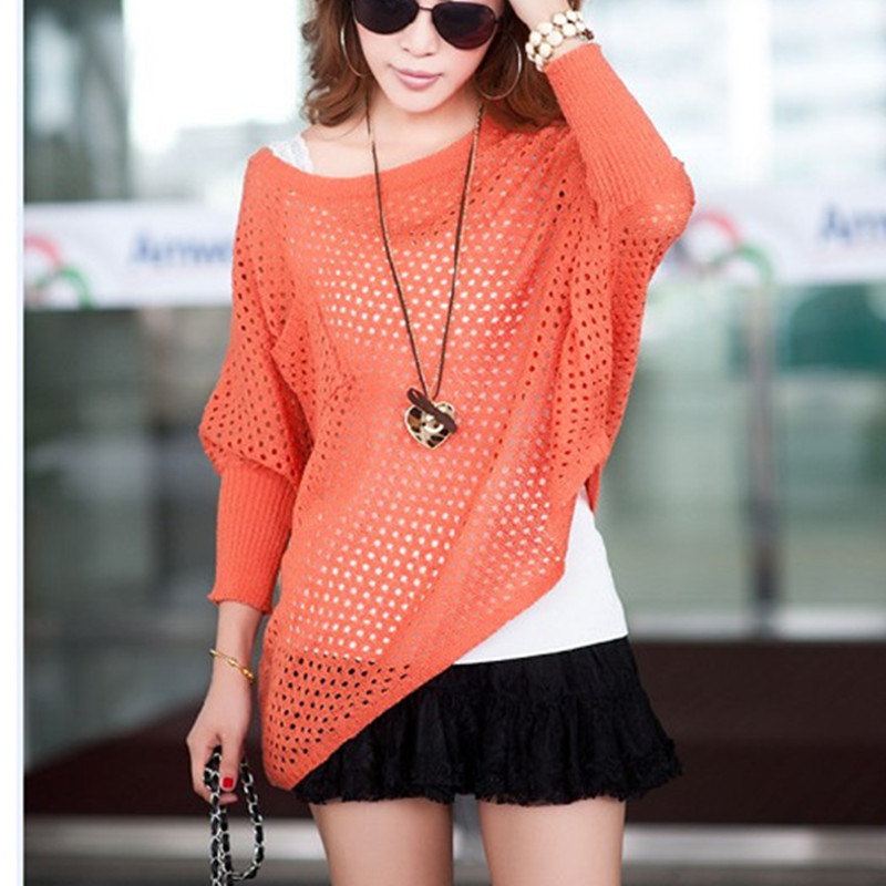 2013 spring cutout sweater irregular batwing shirt sweater outerwear loose plus size clothing