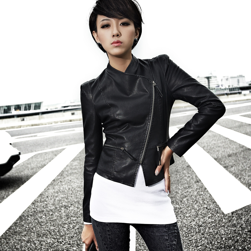 2013 spring fashion brief women's leather clothing short design slim jacket short jacket 21g3722