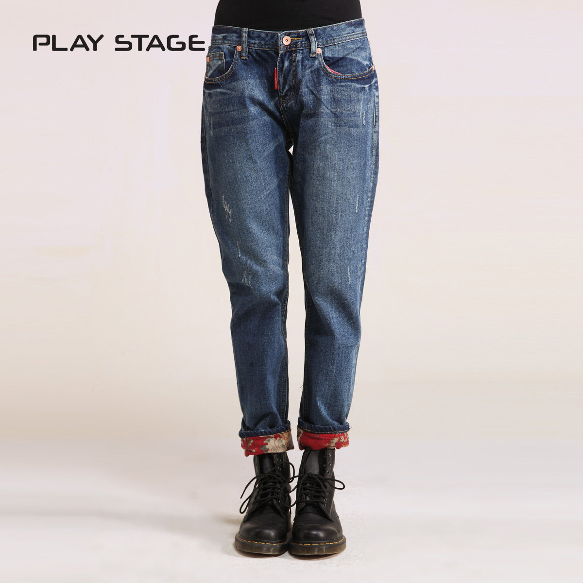 2013 spring fashion classic straight jeans fluid patchwork cotton prints trousers