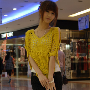 2013 spring fashion cutout casual crochet cape sleeveless pullover wool sweater women's