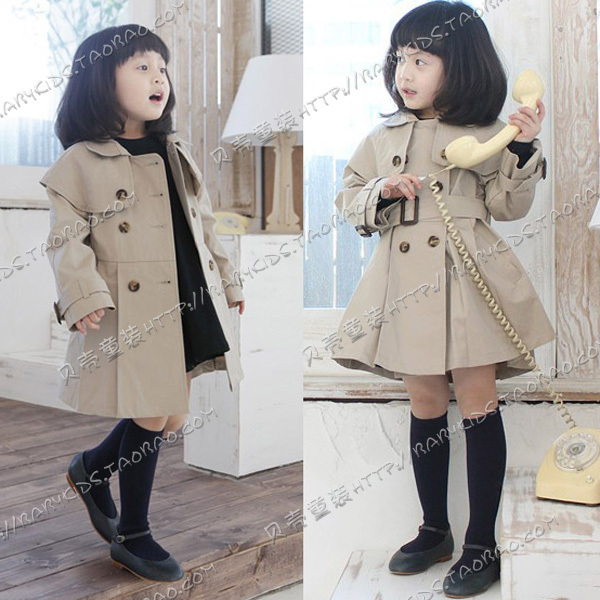 2013 spring fashion elegant girls clothing baby jacket double breasted trench outerwear overcoat  Free shipping!