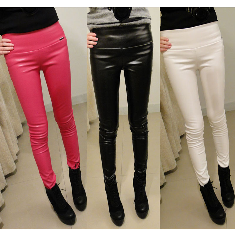 2013 spring fashion leather all-match mere loin legging pants 3 m555