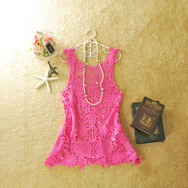 2013 spring fashion medium-long cutout shirt pullover sleeveless woven vest slim waist neon yellow