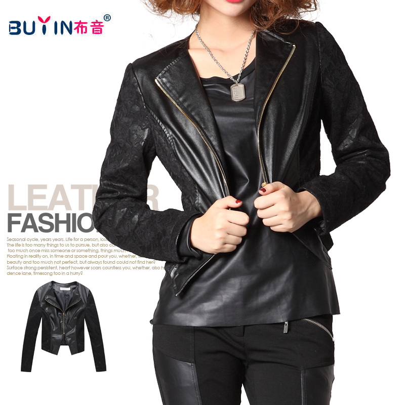 2013 spring fashion motorcycle PU clothing short design female jacket slim coat