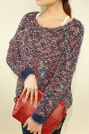 2013 spring fashion o-neck multicolour polar fleece fabric mix fashion all-match sweater