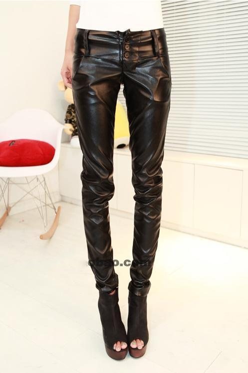 2013 spring fashion plus size tight-fitting butt-lifting leather pants pencil pants trousers legging female
