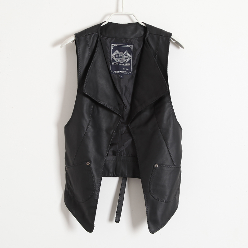 2013 spring fashion street fashion super all-match fashion water wash PU leather vest female