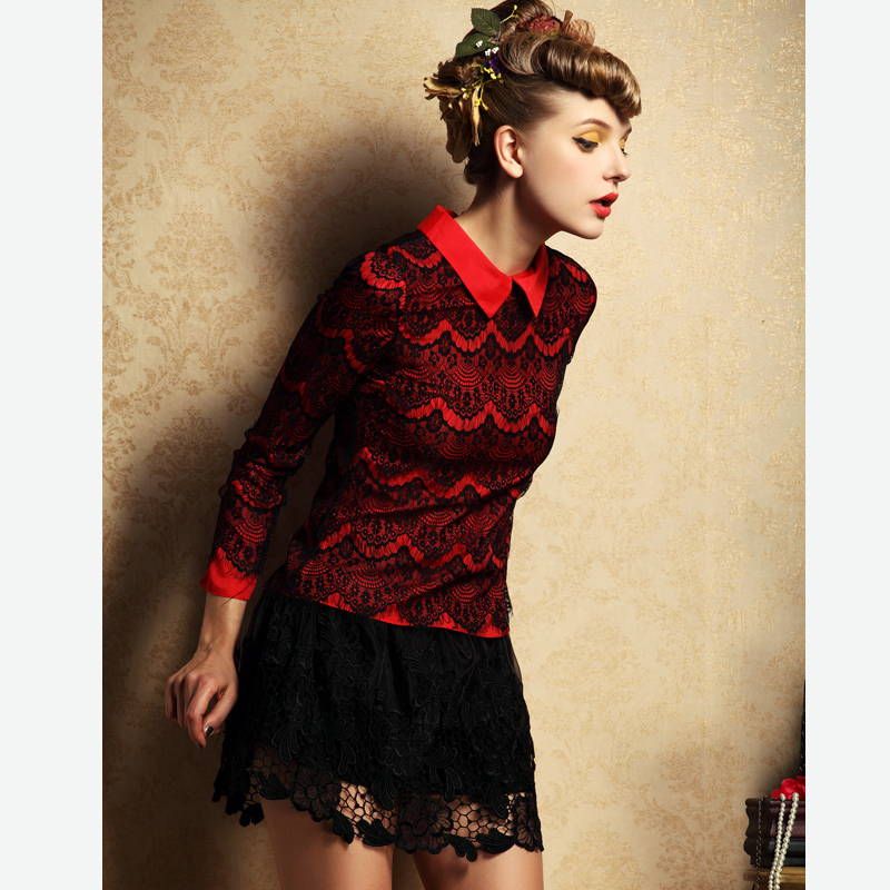 2013 spring fashion sweet all-match lace cutout jacquard leather patchwork half-length princess dress short skirt