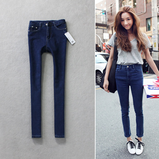 2013 spring fashion vintage high elastic waist jeans female slim pencil pants