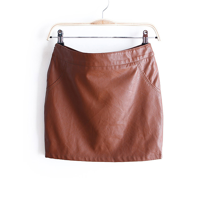 2013 spring fashion vintage PU bust skirt short skirt slim hip leather skirt short skirt