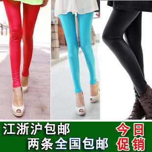 2013 spring faux leather pants legging pencil pants candy multicolour tight plus size female ankle length trousers