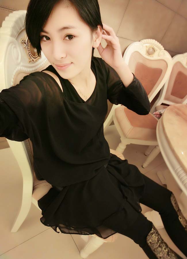 2013 spring faux two piece set fashion patchwork leather at random chiffon one-piece dress