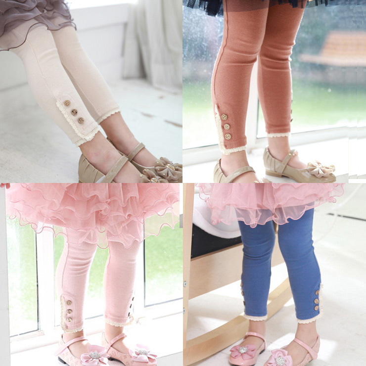 2013 spring female child clashers laciness all-match legging skinny pants baby trousers children's clothing trousers
