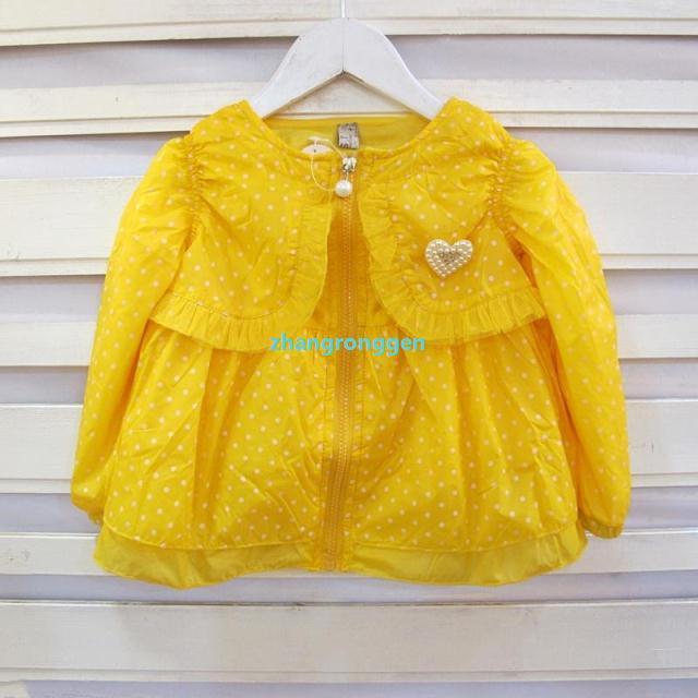 2013 spring female child dot design lace short trench thin outerwear
