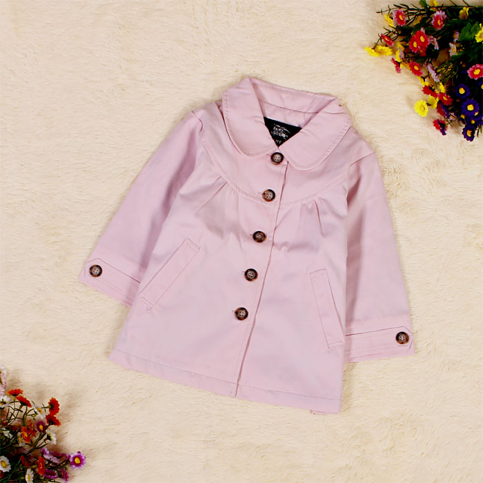 2013 spring female child trench outerwear autumn outerwear female child outerwear pink beige