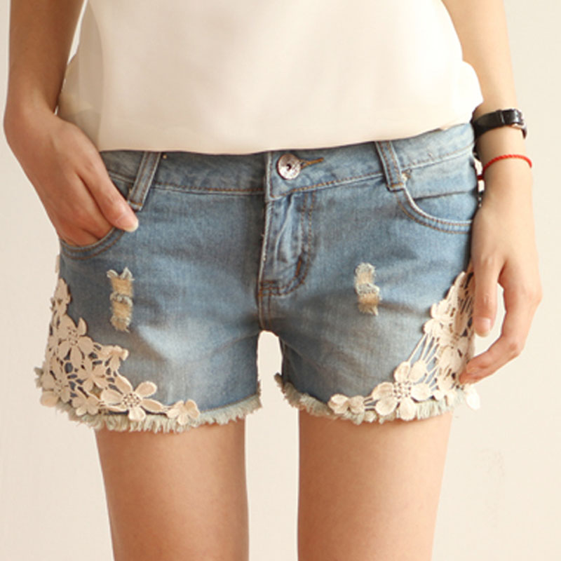 2013 spring female denim shorts female plus size loose straight trousers hot shorts