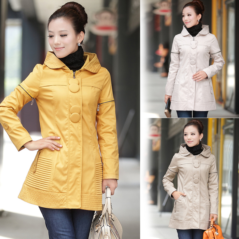 2013 spring female medium-long trench slim plus size hot-selling women's trench Free Shipping