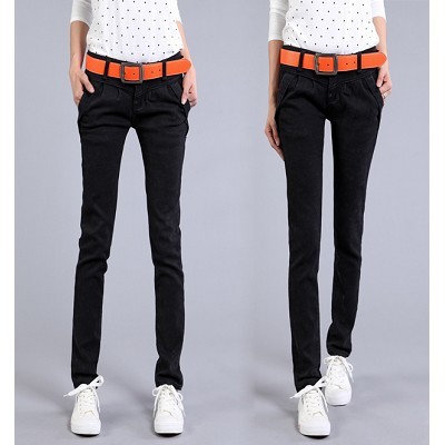 2013 spring female trousers black elastic jeans slim pencil pants