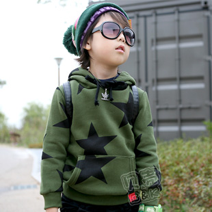 2013 spring five-pointed star boys clothing girls clothing baby with a hood sweatshirt outerwear wt-0952