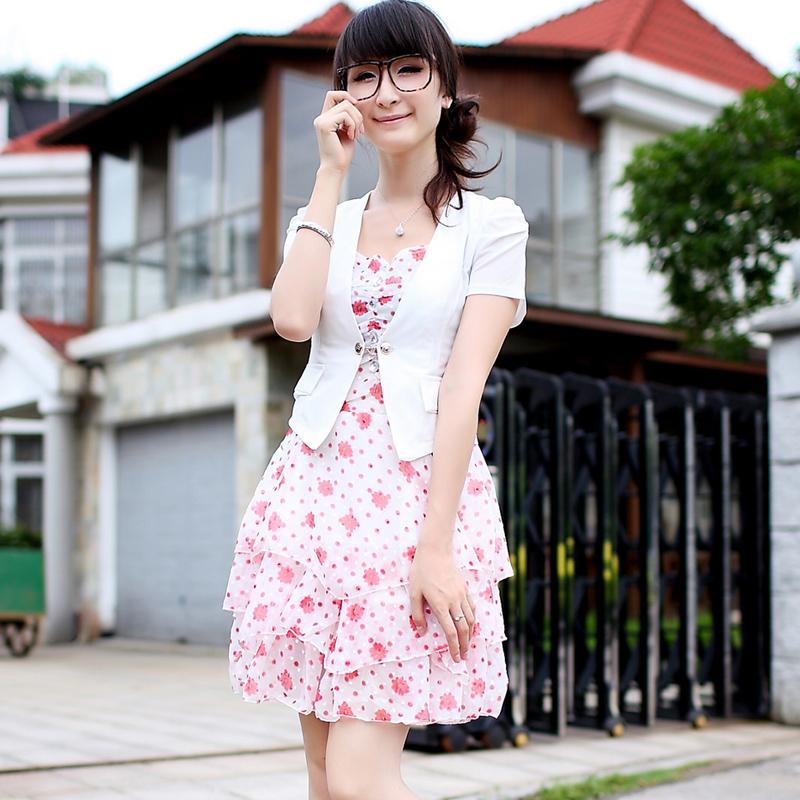 2013 spring formal white collar ol work wear women's twinset one-piece dress