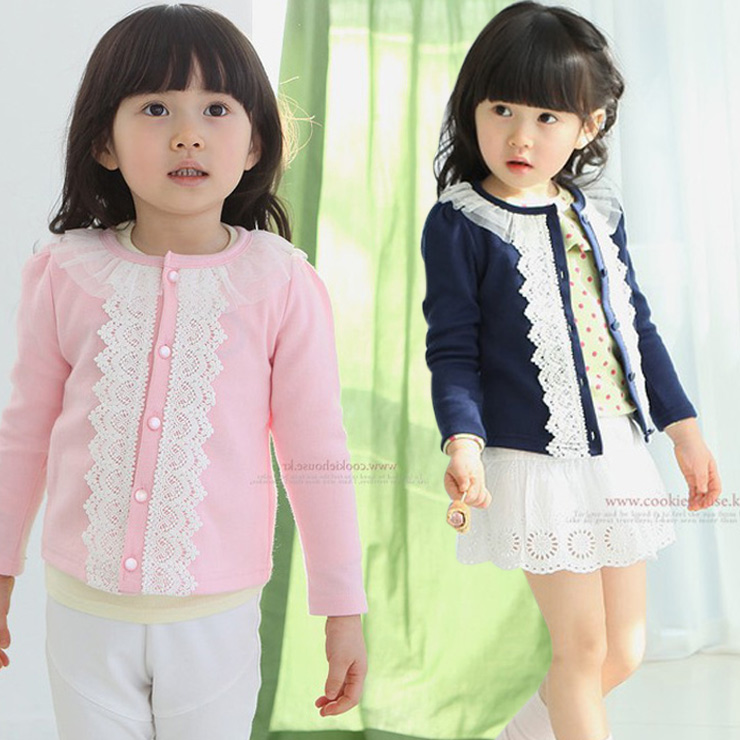 2013 spring gentlewomen lace collar long-sleeve outerwear basic cardigan female top children's clothing