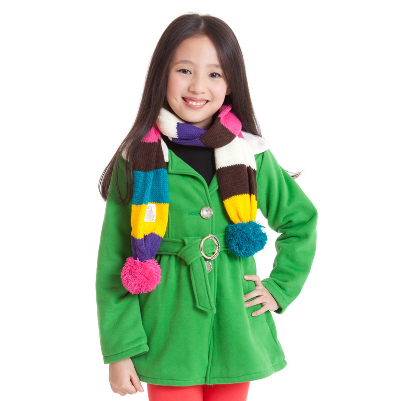 2013 spring girls clothing double layer flannel lining 100% f5080 cotton coat