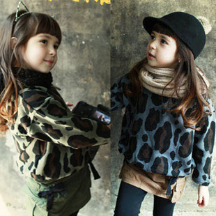 2013 spring girls clothing leopard dot print sweatshirt pullover top baby outerwear wt0109