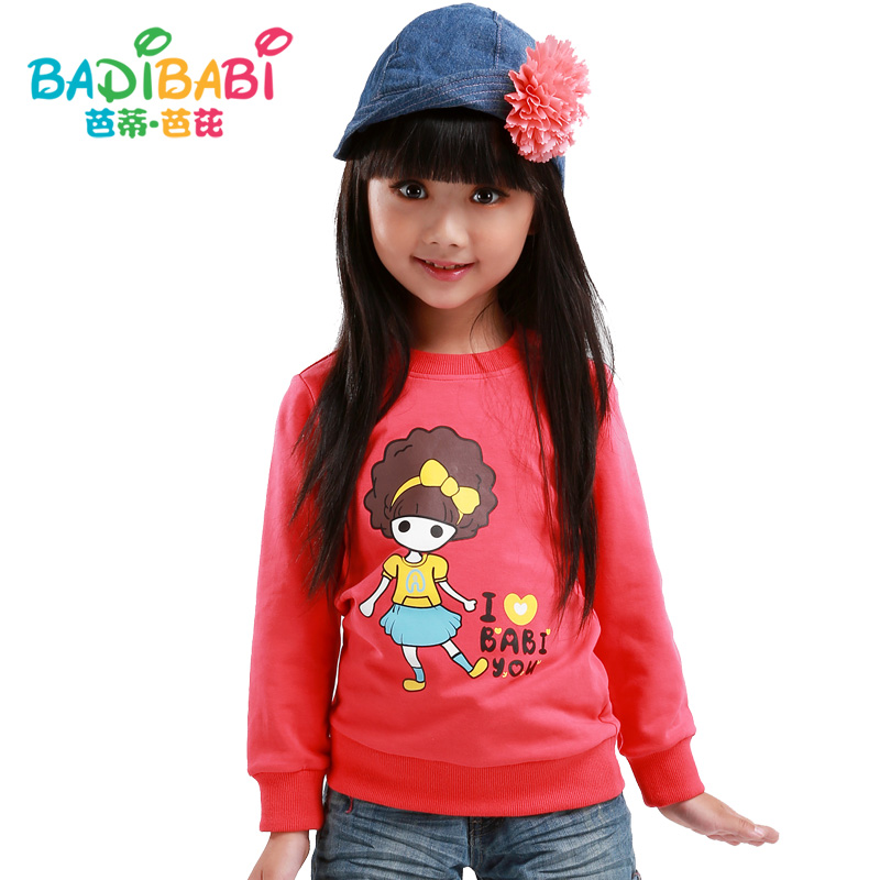 2013 spring girls clothing sweatshirt cartoon girl print pattern cotton princess