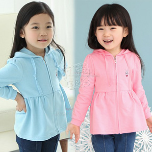 2013 spring glasses rabbit girls clothing baby child with a hood outerwear cardigan wt-1008