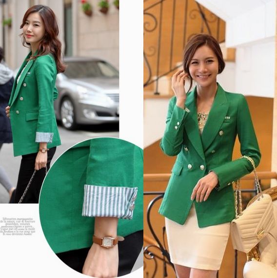 2013 spring green small suit jacket slim short jacket