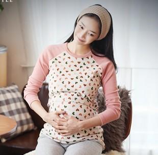 2013 spring heart bow pattern nursing clothing top maternity clothing xyc053