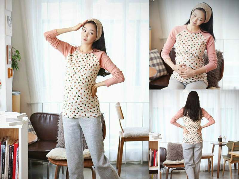 2013 spring heart long-sleeve nursing clothing fashion  maternity top 112