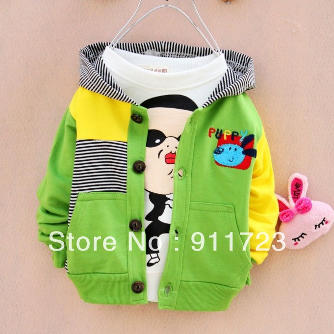2013 Spring Hot Selling Boy's Hooded Cardigan Coat/Childrens Fashion Outerwear With Hoodies/Patchwork Vintage Cardigan Coat