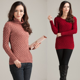 2013 spring internality plus size clothing long-sleeve basic shirt short design thickening slim turtleneck sweater basic