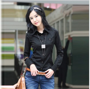 2013 spring Korea women's slim autumn shirt cotton shirt  long-sleeve thickening  stylish free shipping
