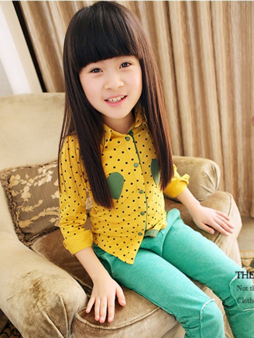 2013 spring korean style retro candy color girl shirt children's clothing wholesale 025