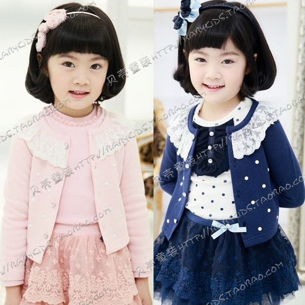 2013 spring lace collar princess girls clothing baby cardigan top wt-0277