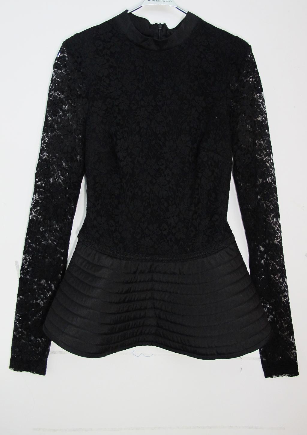 2013 spring lace cutout small stand collar slim top women's