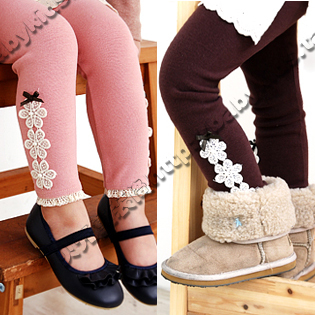 2013 spring lace flower girls clothing baby plus velvet thickening trousers legging kz-0025