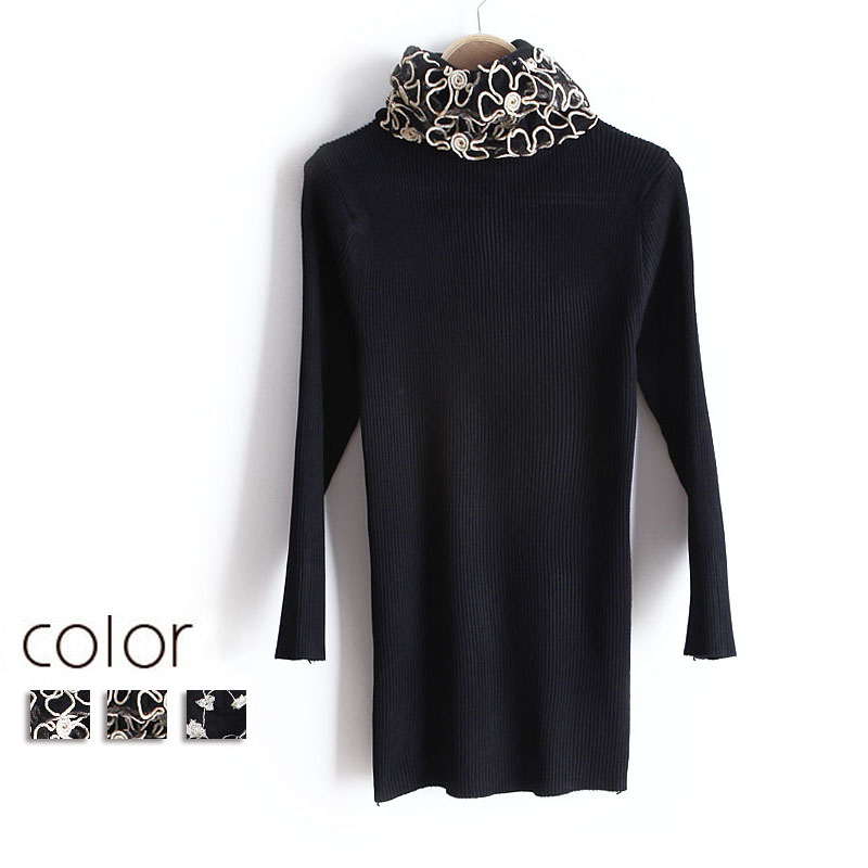 2013 spring lace noble elegant turtleneck sweater slim medium-long sweater female wx1389 free shipping