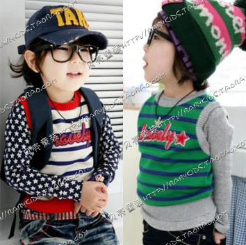 2013 spring letter paragraph stripe boys clothing girls clothing baby child vest tx-0611 free shipping