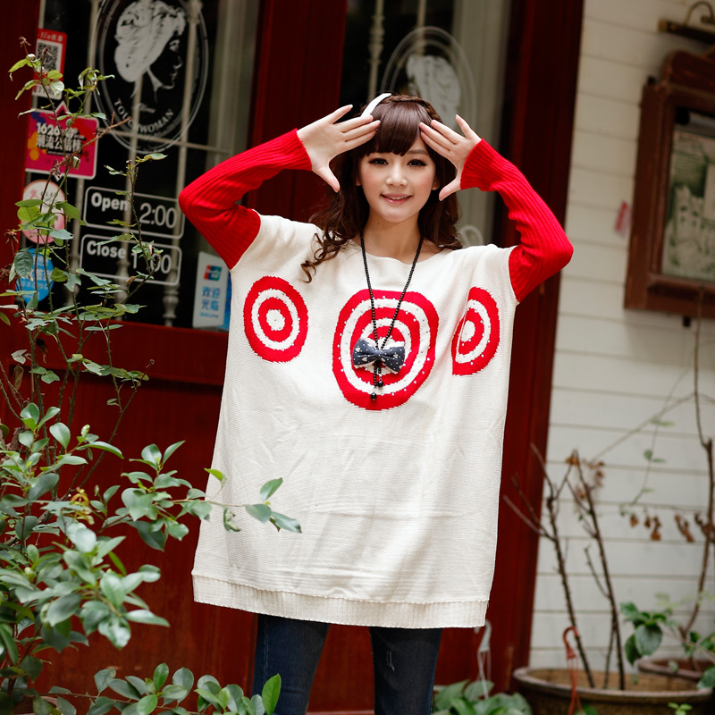 2013 spring loose plus size clothing mm lollipop medium-long plus size thin sweater Free Shipping