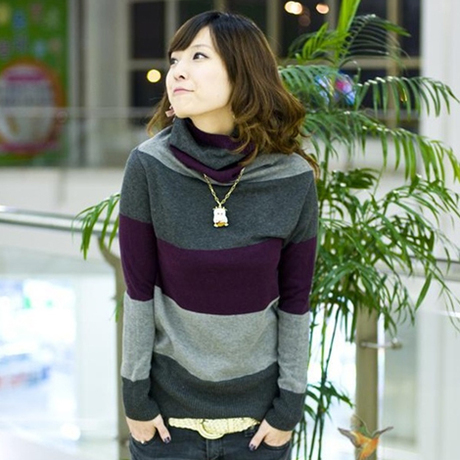 2013 spring loose pullover heap turtleneck knitted long-sleeve basic shirt all-match sweater women outerwear