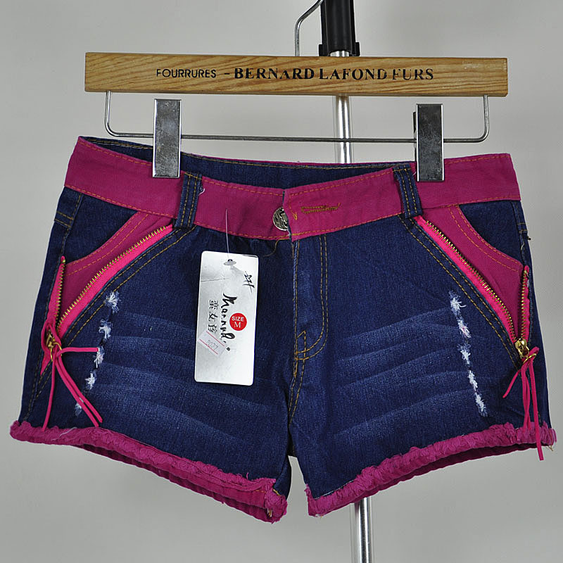 2013 spring loose roll-up hem denim shorts hole female women's shorts plus size