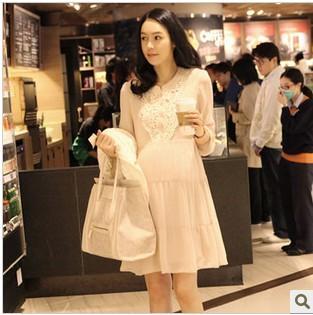 2013 spring maternity clothing chiffon skirt noble elegant chiffon one-piece dress maternity dress