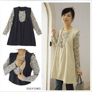 2013 spring maternity clothing maternity nursing clothes top plus size faux two piece set maternity nursing clothes one-piece