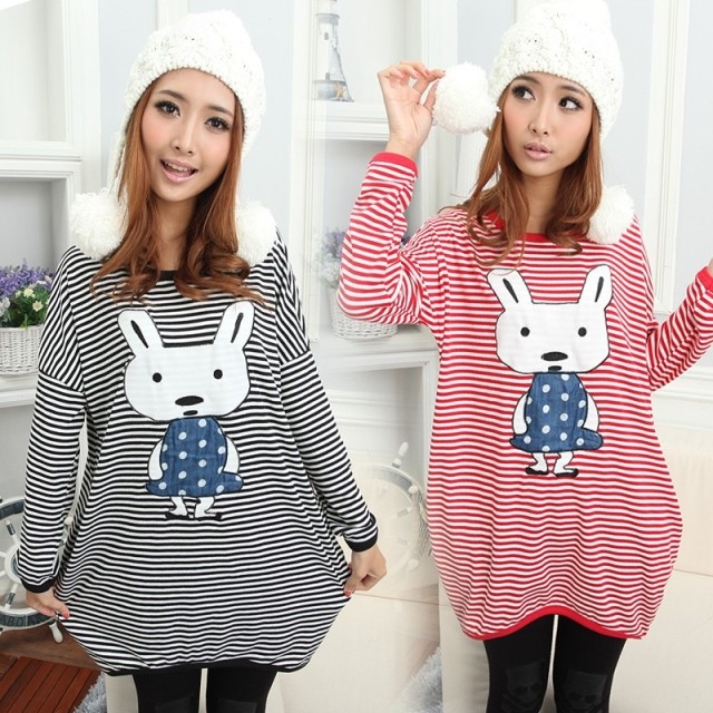 2013 spring maternity clothing maternity t-shirt stripe long-sleeve maternity top sweatshirt dress