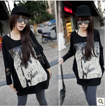 2013 spring maternity clothing maternity top patchwork lace ultra long maternity t-shirt