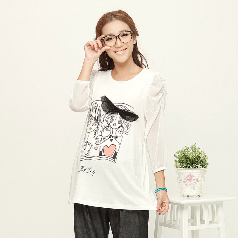 2013 spring maternity clothing maternity top puff sleeve basic shirt all-match long-sleeve top 321041
